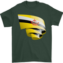 Curled Brunei Flag Bruneian Day Football Mens T-Shirt 100% Cotton Forest Green