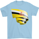 Curled Brunei Flag Bruneian Day Football Mens T-Shirt 100% Cotton Light Blue