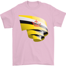 Curled Brunei Flag Bruneian Day Football Mens T-Shirt 100% Cotton Light Pink