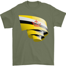 Curled Brunei Flag Bruneian Day Football Mens T-Shirt 100% Cotton Military Green
