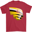 Curled Brunei Flag Bruneian Day Football Mens T-Shirt 100% Cotton Red