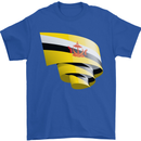 Curled Brunei Flag Bruneian Day Football Mens T-Shirt 100% Cotton Royal Blue