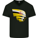 Curled Brunei Flag Bruneian Day Football Mens V-Neck Cotton T-Shirt Black