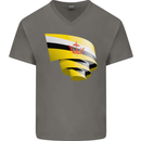 Curled Brunei Flag Bruneian Day Football Mens V-Neck Cotton T-Shirt Charcoal