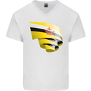 Curled Brunei Flag Bruneian Day Football Mens V-Neck Cotton T-Shirt White