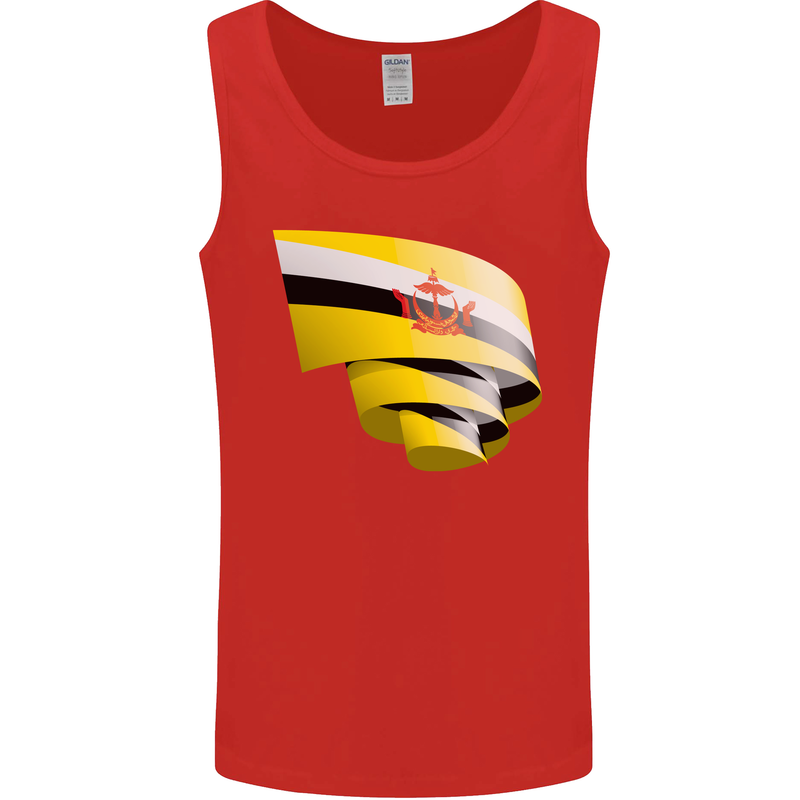 Curled Brunei Flag Bruneian Day Football Mens Vest Tank Top Red