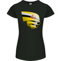 Curled Brunei Flag Bruneian Day Football Womens Petite Cut T-Shirt Black
