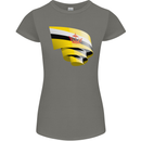 Curled Brunei Flag Bruneian Day Football Womens Petite Cut T-Shirt Charcoal