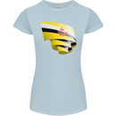 Curled Brunei Flag Bruneian Day Football Womens Petite Cut T-Shirt Light Blue