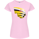 Curled Brunei Flag Bruneian Day Football Womens Petite Cut T-Shirt Light Pink