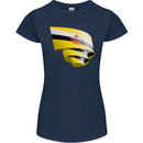 Curled Brunei Flag Bruneian Day Football Womens Petite Cut T-Shirt Navy Blue