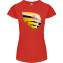 Curled Brunei Flag Bruneian Day Football Womens Petite Cut T-Shirt Red