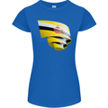 Curled Brunei Flag Bruneian Day Football Womens Petite Cut T-Shirt Royal Blue