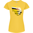 Curled Brunei Flag Bruneian Day Football Womens Petite Cut T-Shirt Yellow