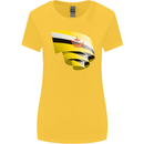 Curled Brunei Flag Bruneian Day Football Womens Wider Cut T-Shirt Yellow