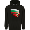Curled Bulgaria Flag Bulgarian Day Football Childrens Kids Hoodie Black