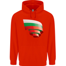 Curled Bulgaria Flag Bulgarian Day Football Childrens Kids Hoodie Bright Red