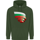 Curled Bulgaria Flag Bulgarian Day Football Childrens Kids Hoodie Forest Green