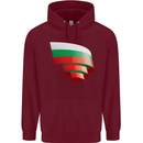Curled Bulgaria Flag Bulgarian Day Football Childrens Kids Hoodie Maroon