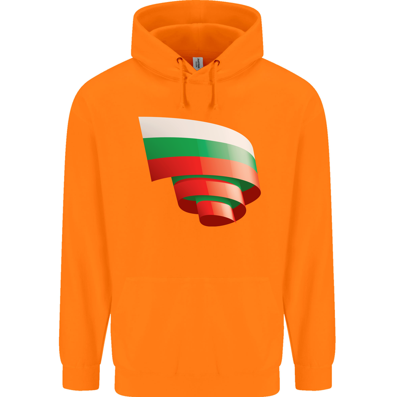 Curled Bulgaria Flag Bulgarian Day Football Childrens Kids Hoodie Orange
