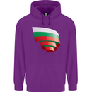 Curled Bulgaria Flag Bulgarian Day Football Childrens Kids Hoodie Purple