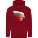 Curled Bulgaria Flag Bulgarian Day Football Childrens Kids Hoodie Red