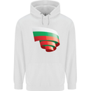 Curled Bulgaria Flag Bulgarian Day Football Childrens Kids Hoodie White