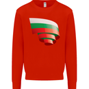 Curled Bulgaria Flag Bulgarian Day Football Kids Sweatshirt Jumper Bright Red