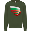 Curled Bulgaria Flag Bulgarian Day Football Kids Sweatshirt Jumper Forest Green