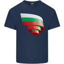 Curled Bulgaria Flag Bulgarian Day Football Kids T-Shirt Childrens Navy Blue