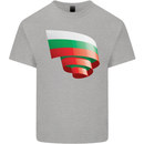 Curled Bulgaria Flag Bulgarian Day Football Kids T-Shirt Childrens Sports Grey