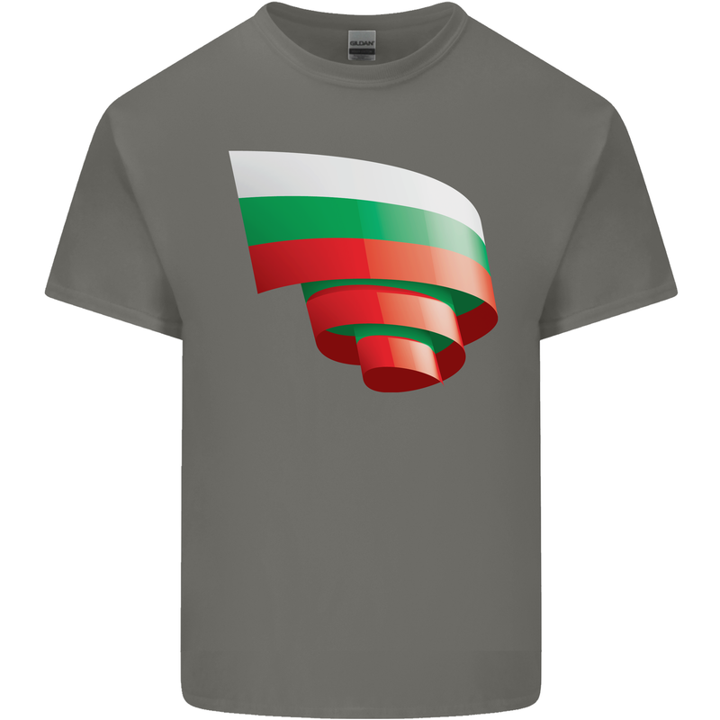 Curled Bulgaria Flag Bulgarian Day Football Mens Cotton T-Shirt Tee Top Charcoal