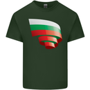Curled Bulgaria Flag Bulgarian Day Football Mens Cotton T-Shirt Tee Top Forest Green