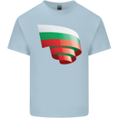 Curled Bulgaria Flag Bulgarian Day Football Mens Cotton T-Shirt Tee Top Light Blue