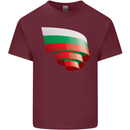 Curled Bulgaria Flag Bulgarian Day Football Mens Cotton T-Shirt Tee Top Maroon