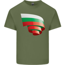 Curled Bulgaria Flag Bulgarian Day Football Mens Cotton T-Shirt Tee Top Military Green