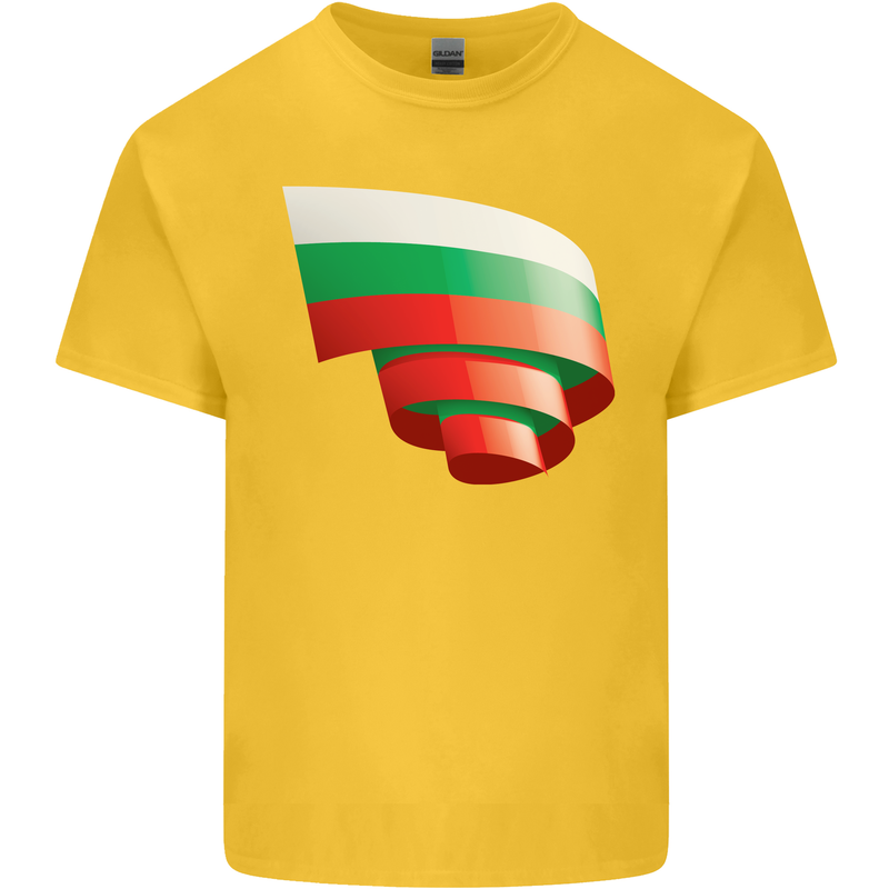 Curled Bulgaria Flag Bulgarian Day Football Mens Cotton T-Shirt Tee Top Yellow
