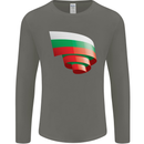 Curled Bulgaria Flag Bulgarian Day Football Mens Long Sleeve T-Shirt Charcoal