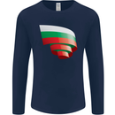 Curled Bulgaria Flag Bulgarian Day Football Mens Long Sleeve T-Shirt Navy Blue