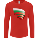 Curled Bulgaria Flag Bulgarian Day Football Mens Long Sleeve T-Shirt Red