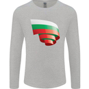 Curled Bulgaria Flag Bulgarian Day Football Mens Long Sleeve T-Shirt Sports Grey