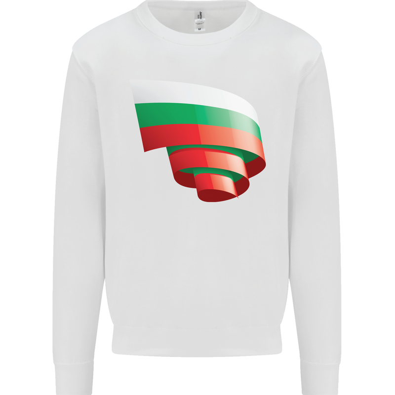 Curled Bulgaria Flag Bulgarian Day Football Mens Sweatshirt Jumper White