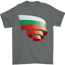 Curled Bulgaria Flag Bulgarian Day Football Mens T-Shirt 100% Cotton Charcoal