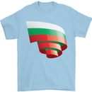 Curled Bulgaria Flag Bulgarian Day Football Mens T-Shirt 100% Cotton Light Blue