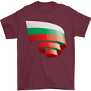 Curled Bulgaria Flag Bulgarian Day Football Mens T-Shirt 100% Cotton Maroon