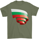 Curled Bulgaria Flag Bulgarian Day Football Mens T-Shirt 100% Cotton Military Green