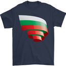 Curled Bulgaria Flag Bulgarian Day Football Mens T-Shirt 100% Cotton Navy Blue