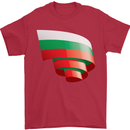 Curled Bulgaria Flag Bulgarian Day Football Mens T-Shirt 100% Cotton Red