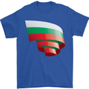 Curled Bulgaria Flag Bulgarian Day Football Mens T-Shirt 100% Cotton Royal Blue