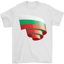 Curled Bulgaria Flag Bulgarian Day Football Mens T-Shirt 100% Cotton White